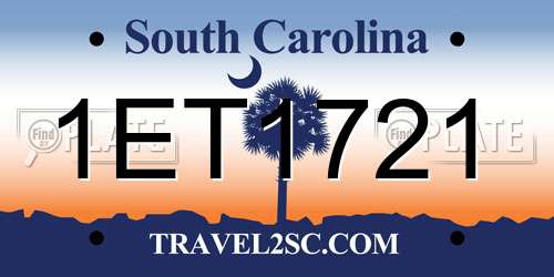 1ET1721 South Carolina License Plate