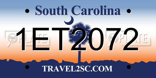 1ET2072 South Carolina License Plate