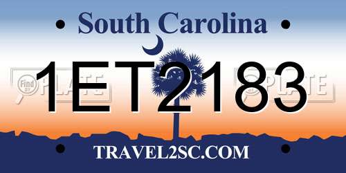 1ET2183 South Carolina License Plate