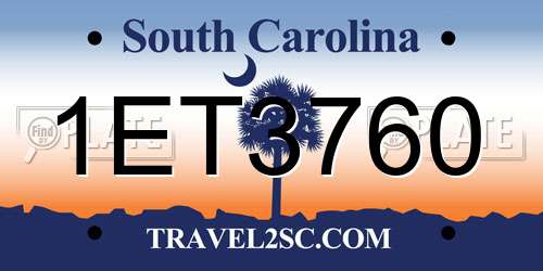 1ET3760 South Carolina License Plate