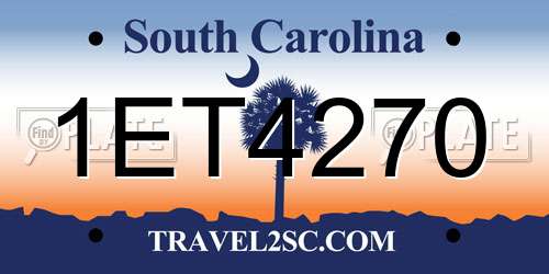 1ET4270 South Carolina License Plate