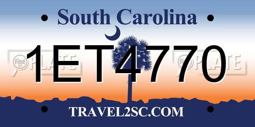 1ET4770 South Carolina License Plate