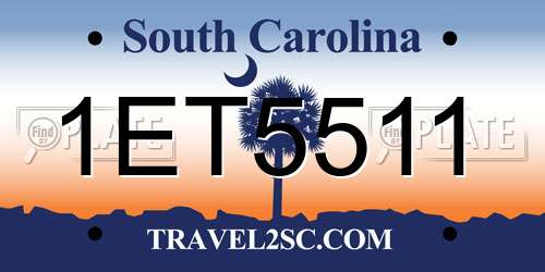 1ET5511 South Carolina License Plate