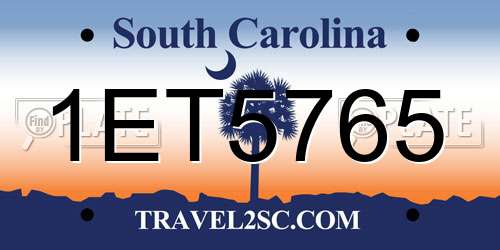 1ET5765 South Carolina License Plate