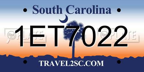 1ET7022 South Carolina License Plate