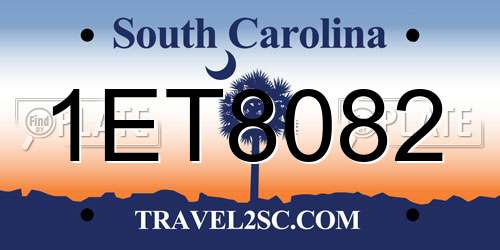 1ET8082 South Carolina License Plate