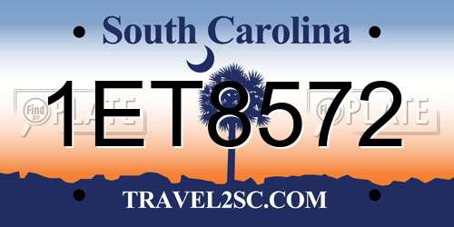 1ET8572 South Carolina License Plate