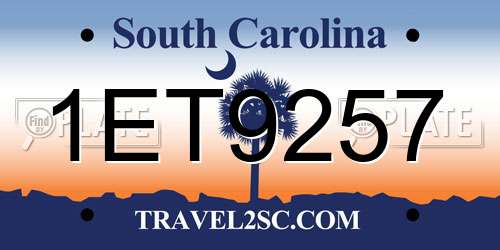 1ET9257 South Carolina License Plate