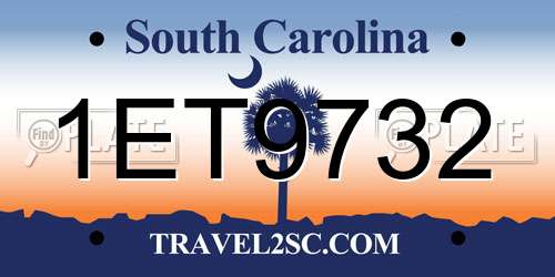 1ET9732 South Carolina License Plate
