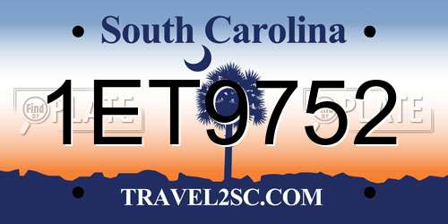 1ET9752 South Carolina License Plate