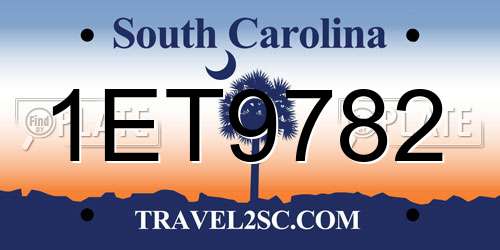 1ET9782 South Carolina License Plate
