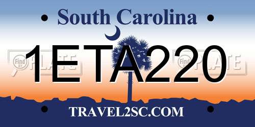 1ETA220 South Carolina License Plate