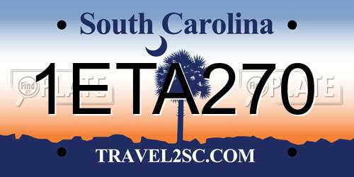1ETA270 South Carolina License Plate
