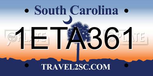 1ETA361 South Carolina License Plate