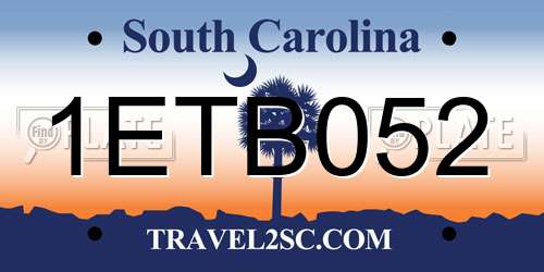 1ETB052 South Carolina License Plate