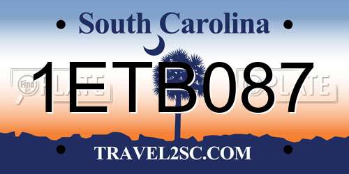 1ETB087 South Carolina License Plate