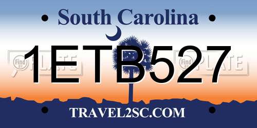 1ETB527 South Carolina License Plate