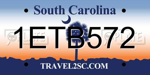 1ETB572 South Carolina License Plate