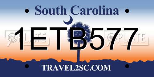 1ETB577 South Carolina License Plate