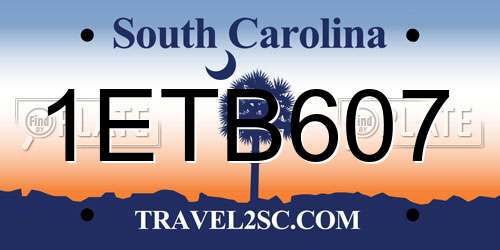 1ETB607 South Carolina License Plate