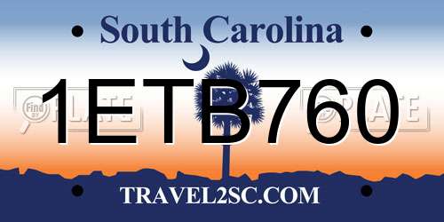 1ETB760 South Carolina License Plate