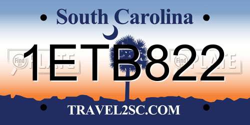 1ETB822 South Carolina License Plate