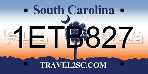 1ETB827 South Carolina License Plate