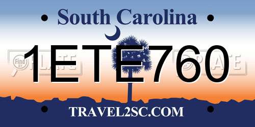 1ETE760 South Carolina License Plate
