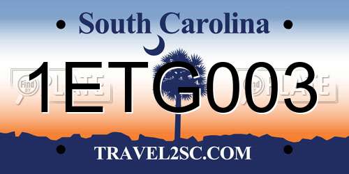 1ETG003 South Carolina License Plate