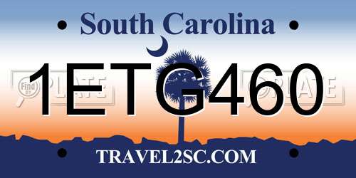 1ETG460 South Carolina License Plate