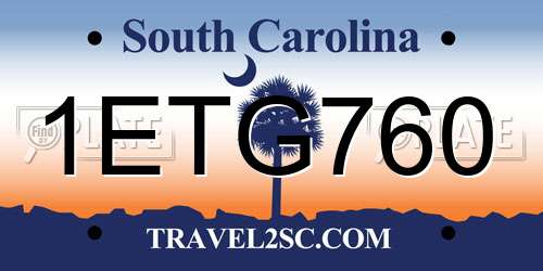 1ETG760 South Carolina License Plate