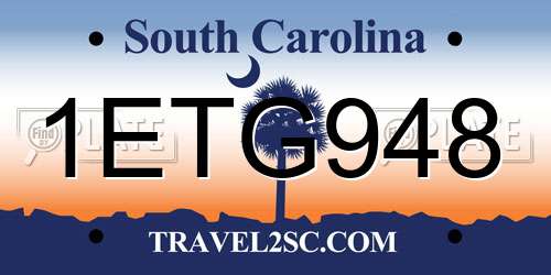1ETG948 South Carolina License Plate