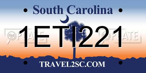 1ETI221 South Carolina License Plate