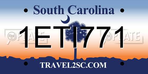 1ETI771 South Carolina License Plate