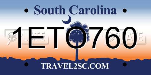 1ETO760 South Carolina License Plate
