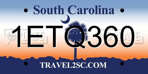 1ETQ360 South Carolina License Plate