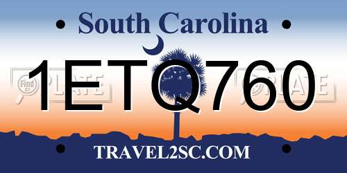 1ETQ760 South Carolina License Plate