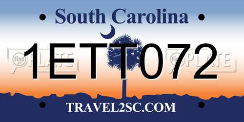 1ETT072 South Carolina License Plate