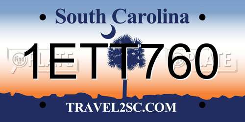 1ETT760 South Carolina License Plate