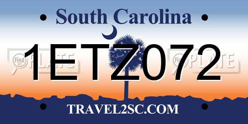 1ETZ072 South Carolina License Plate