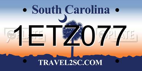 1ETZ077 South Carolina License Plate