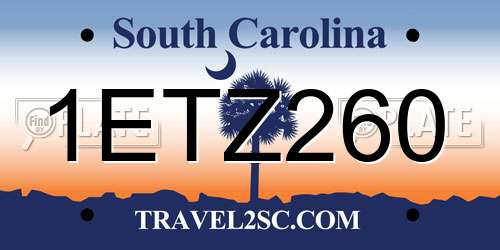 1ETZ260 South Carolina License Plate