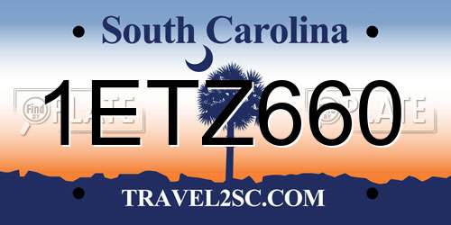 1ETZ660 South Carolina License Plate