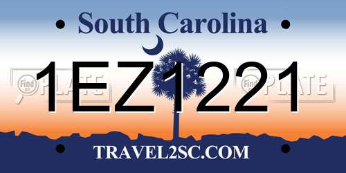 1EZ1221 South Carolina License Plate