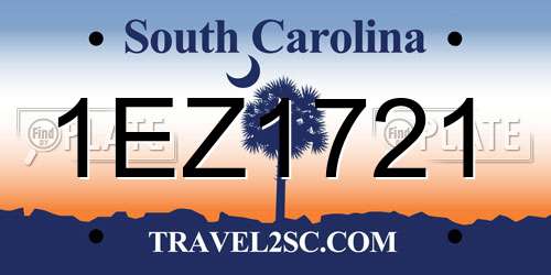 1EZ1721 South Carolina License Plate