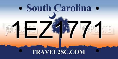 1EZ1771 South Carolina License Plate