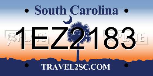 1EZ2183 South Carolina License Plate