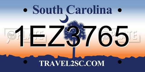 1EZ3765 South Carolina License Plate