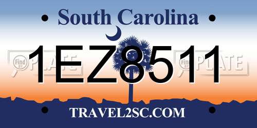 1EZ8511 South Carolina License Plate