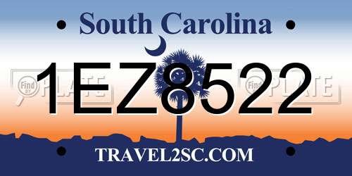 1EZ8522 South Carolina License Plate